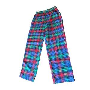 Lands End Womens Red/Blue Plaid Lounge Pants Size 14 Polyester Elastic Waist
